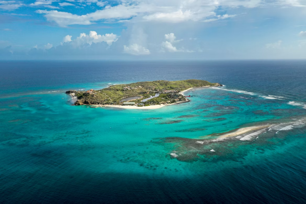 island aerial view ocean blue skies island aerial view ocean blue skies
