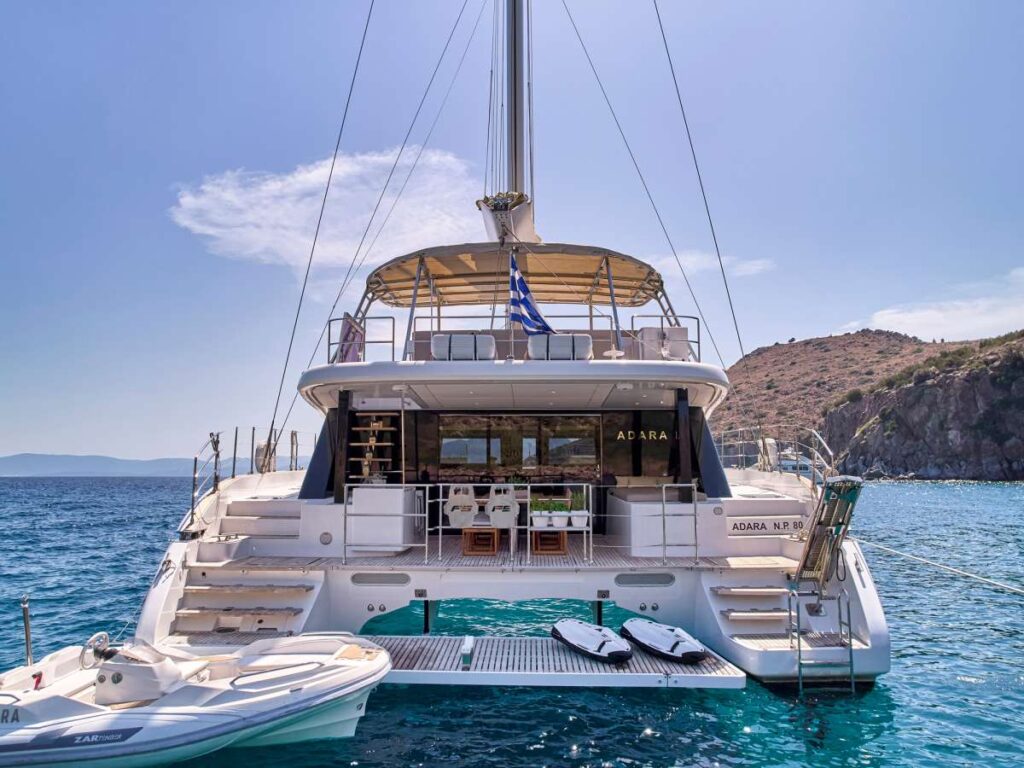 Sunreef 50 luxury catamaran during a Mediterranean yacht charter.